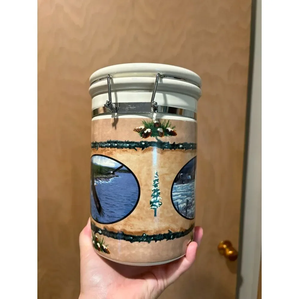Wild Wings clamp closure ceramic canister